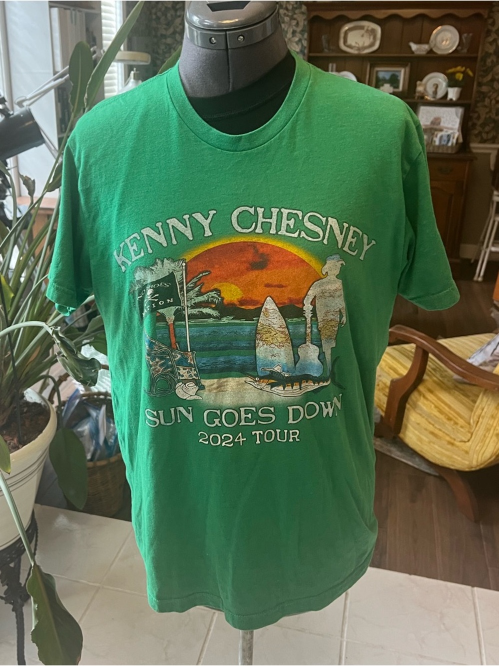 Kenny Chesney "Sun Goes Down" 2024 Tour Green Tee size M